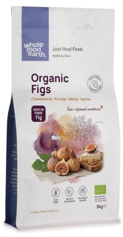 Wholefood Earth Figues Bio Séchées 3 kg - Crues, Soleil, Sans OGM, Vegan