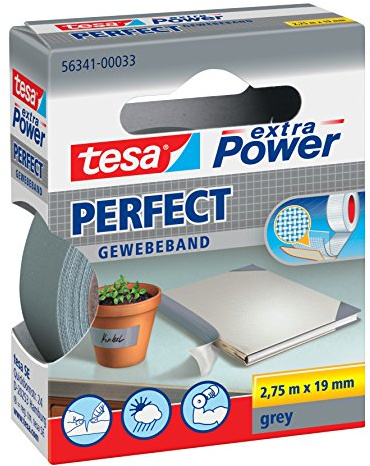 Tesa Extra Power Ruban adhésif en toile, gris, 19mm