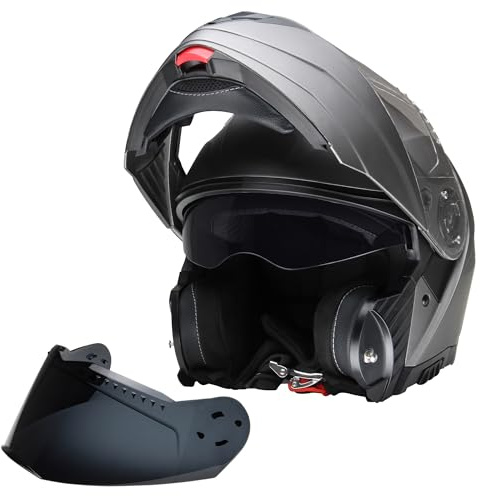 Klapphelm Integralhelm Motorradhelm CMX Prometheus matt grau mit getöntem Ersatzvisier Größe L
