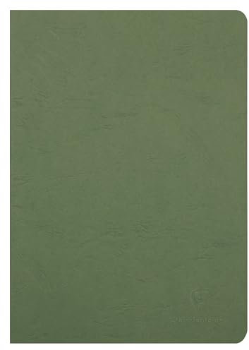 Clairefontaine 733003C collezione Age Bag quaderno a punto metallico Verde - A4 21x29,7 cm - 96 pagine a tinta Unità bianche - carta 90g - Copertina carta Lustrée a grana effetto cuoio