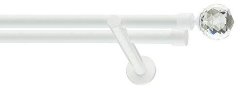 Sento 19/19mm Metall Gardinenstange Vorhangstange 2-läufig Weiß Glanz Modern 180 cm Tela 6 cm Länge