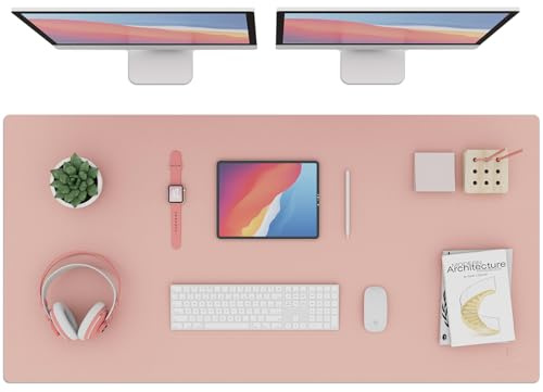 K KNODEL Extra Large Desk Mat, Leather Mouse Pad (90x43cm, Pink)