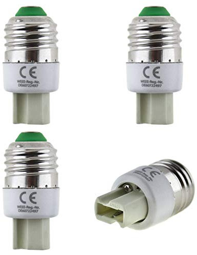 4er Set - E27 Fassung auf G9 Fassung Lampensockel Adapter; Lampenadapter für LED Halogen und Energiespar Leuchtmittel, Weiß