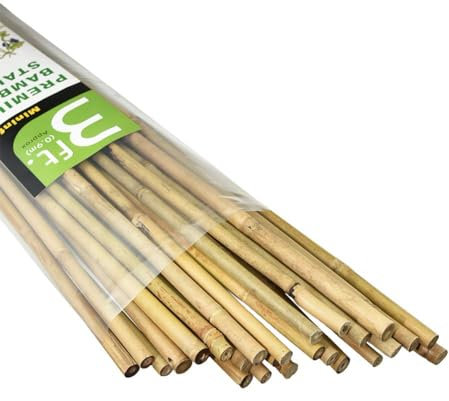 Mininfa Lot de 25 tiges de bambou naturel de 0,9 m, piquets de jardin respectueux de l'environnement, supports pour plantes grimpantes pour tomates, arbres, haricots,