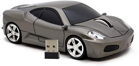 DAY DAY HAPPY Ratón de Ordenador USB 2,4 GHz Coche de Carreras ratón inalámbrico 3D Ratones ópticos para Windows y Mac (Gray)
