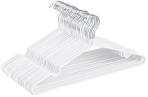 HOUSE DAY Lot de 40 cintres en métal antidérapants pour chemise, 42 cm, résistants et peu encombrants, revêtement en caoutchouc, blanc