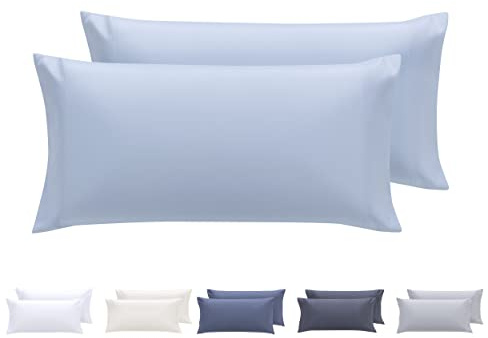 Todocama – Juego de 2 Fundas de Almohada, Microfibra Extra Suave, hipoalergénicas. Juego de 2-75x40 cm Azul Claro