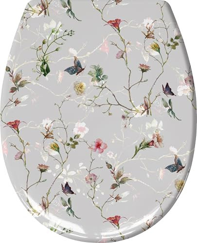 Kleine Wolke WC-Sitz Flores mit Absenkautomatik, Farbe: Multicolor, Material: Duroplast, Größe: 37x 45 cm, 1860148075, Länge 37 cm, Breite 45 cm, Höhe 5 cm