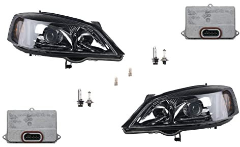 Johns, Scheinwerfer passend für Opel Astra schwarze G 98-04 Leuchtm. Set L+R + Steuerg.