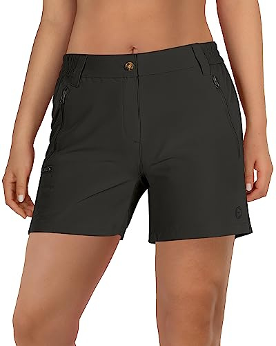 Outdoor Ventures Pantalones cortos para mujer UPF50+ con protección UV, pantalones cortos de senderismo para verano, ligeros, elásticos, de secado rápido, pantalones de senderismo, Negro , 36