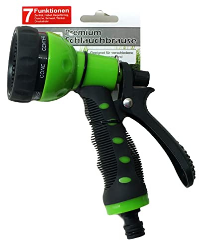Sternfabrik Premium Multifunktionsbrause Gartenbrause grün ALMA Garden 7 Funktionen mit 1/2 Anschluss Wasserspritze Duschkopf Sprühdüse