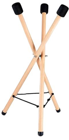rockible Stahltrommelhalter, Dreieckige Handpan Trommelhalterung, Rutschfester Snare Drum Ständer Aus Massivem Holz für Camping Familientreffen