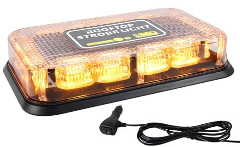 I LITTON Amber LED Light Bar Beacon Light, 72-LED 16 Flash Modes Amber Roof Light Flashing, 12V-24V Recovery Beacon Emergency Warning Strobe Lights for Truck Vehicles Car Agricultural Tractor Forklift