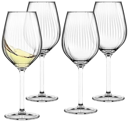 Altom Gläser mit langem Stiel in Geschenkbox Plisse, Vertikale Streifen, 4 Stück (Weißweinglas - 380ml)