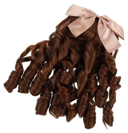 DOITOOL Long Curly Ponytail Wig Extension for Women, Retro Light Brown Hairpiece with Clip, Princess Curl Style Suitable for Costume, Daily Wear and Traditional Outfits