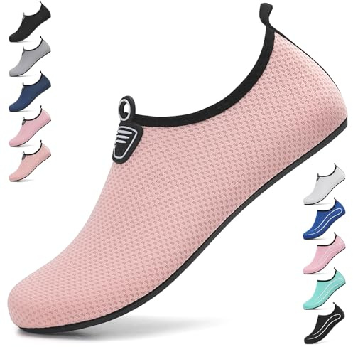 Uomo Donna Scarpe da Scoglio Water Shoes Scarpette per Scogli Scarpe Mare Antiscivolo Scarpe Spiaggia Traspirante Scarpe Acquatiche per Sport Acquatici Parco Acquatico.Rosa,40 EU