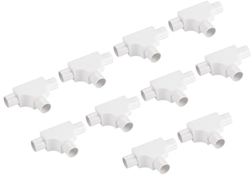 sourcing map PVC Conduit Coupler T-Shaped Fittings Connectors Wire Box White 20 mm 3 Ways for Hose Electrical Conduit Devices with Access Cover Pack of 10