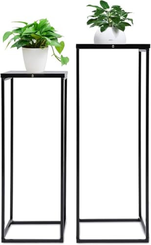 MEHOOSPVN 2 Pcs Flower Stool Metal Black Square, Flower Column Modern, Flower Stools Metal Square Column Tables Side Decorative Table Removable plant Frame Hallway Livingroom Table Decor for Wedding