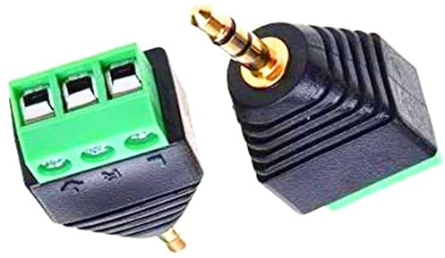 FENGHAISHUN 3,5 mm 3 poli TRS stereo audio maschio a 3 viti terminale femmina adattatore senza saldatura a 3 poli vite femmina a 1/8 di pollice stereo maschio connettore per cuffie 2 pezzi