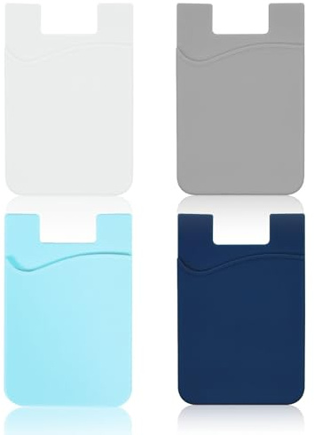 Vilbocr 4-pack självhäftande telefonkorthållare telefonkorthållare självhäftande, silikon självhäftande korthållare för baksidan av telefonen, telefonplånbok självhäftande för mobiltelefon, för