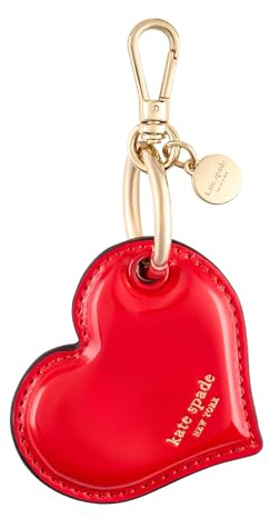 kate spade new york AirTag-nyckelring med berlock – hjärtformad AirTag-hållare med lyxig guldringsklämma för väskor, bagage, nycklar och mer – klassisk röd