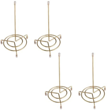 4 soportes para recibos, de acero inoxidable, para notas, notas, 16 cm, tenedor de billetes de escritorio, para restaurante, oficina, supermercado (dorado)