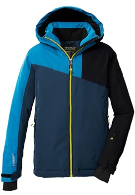Killtec KSW 192 BYS SKI JCKT 43475-000 Veste de ski fonctionnelle avec capuche et jupe pare-neige pour garçon Bleu foncé/bleu ciel/noir 164