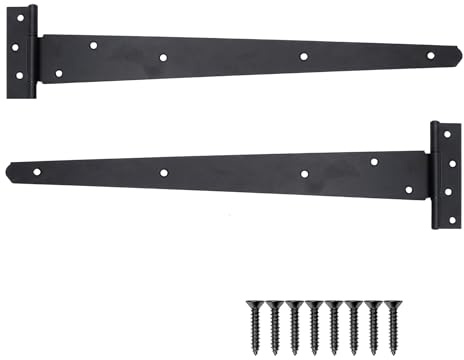 Keypak T-Scharniere aus Metall, robust, mit rostfreier Beschichtung, ideal für große Holztore, Scheunen-, Garagen- und Schuppentüren, 450 mm, Schwarz, 2 Stück