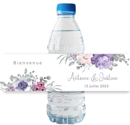 Etichette Adesive For Bottiglie D'acqua Floreali Personalizzate Personalizzate, 30/50/100 Pezzi/lotto Personalizza Nome Compleanno Anniversario Sposa Mostra Laurea(A2)