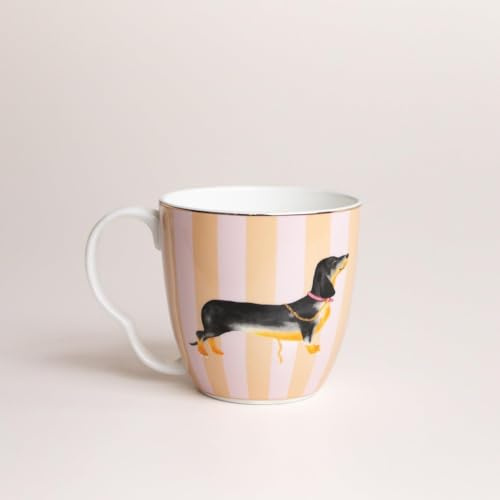 YVONNE ELLEN Sausage Dog Large Mug | Ceramic Coffee Mug, Tea Mug & Coffee Cup, Tea Cup, Colourful Bone China Mug for Tea & Coffee, Cups and Mugs Set of 1 | 13.5 x 10 cm | 500ml