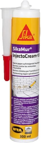 SikaMur InjectoCream-100, Tratamiento contra de humedades por capilaridad en los muros, Blanco, 300ml (Paquete de 5)