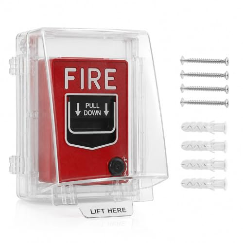 NUOBESTY Fire Alarm Call Point Cover Manual Alarm Button Guard Full Coverage Emergency Call Switch Protector for Indoor Outdoor Use in Schools Offices Malls 1 Pack