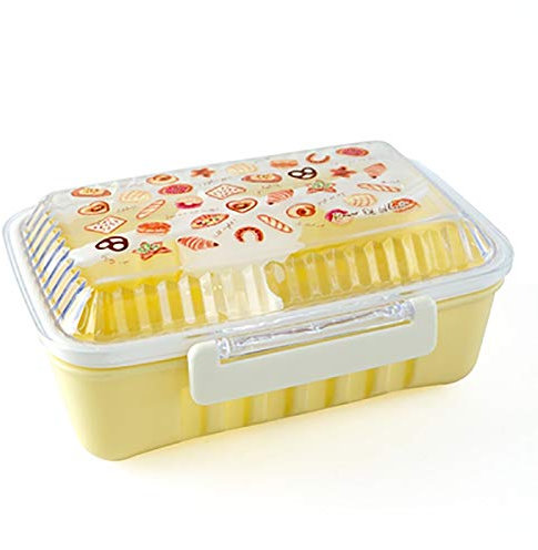 ETZRYSYB Lunch Box 700ML Lunch Box Microwavable Heating with Separator Sealed Food Container Student Small Fresh Cute Bento Box(Yellow Bread)