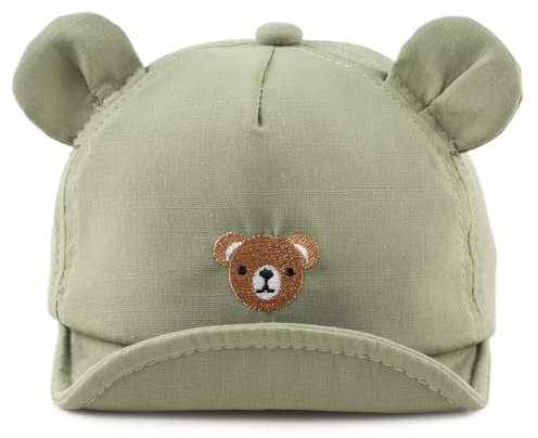 MniJiza Orso Cappellino per Neonati Bambino Ragazza Ragazzo Cappello da Sole Primavera Estate (3-12 Mesi, Orso Olive)