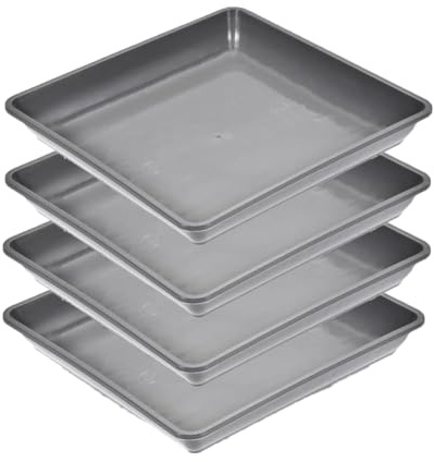 Square Plant Saucers, 4 Pcs Plastic Thicker Plant Pot Water Trays for Indoor Outdoor Garden Plants Flowers (Grey, 4pcs 30cm)