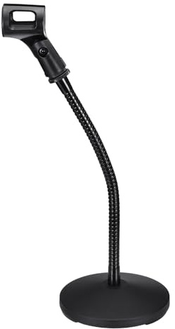 sourcing map Schwanenhals-Tisch-Mikrofonständer, 130 x 380 x 285 mm, verstellbarer Mikrofonhalter, flexibler kabelloser Mikrofon-Clip-Adapter mit beschwerter Basis für Handmikrofone