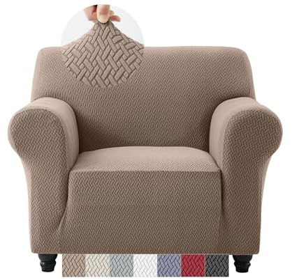 Moonlight Bedding Armchair Covers Non Slip Sofa Cover High Stretch Spandex Couch Covers For Sofa Arm Protector Super Soft Sofa Covers (Coffee 1 Seater)