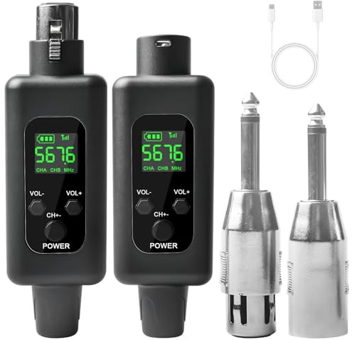 XLR Mikrofon Sender Empfänger, 2.4G Kabelloses Funkmikrofon-Adapter 1 zu 1 Kabelloses Mikrofon für dynamische und Kondensatormikrofone, Mischer, PA-System, Lautsprecher