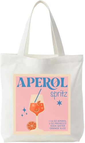 Yoljun Aperol Geschenk Jutebeutel Bedruckt, Canvas Tasche Doppelseitig Stoffbeutel, Bbaumwolltasche Einkaufstasche für Cocktail-Liebhaber, Ideal für Sommer, JGA & Mädelsabend