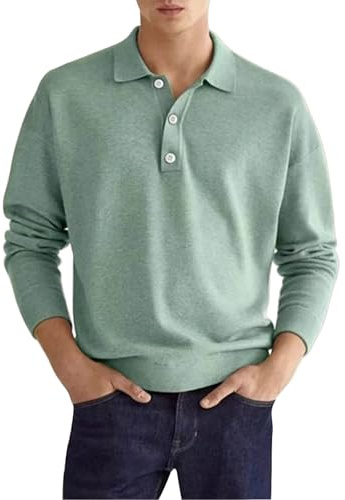 WINWUQB Polo de rugby à manches longues pour homme - Style classique et doux - Coupe droite - Col de travail tendance