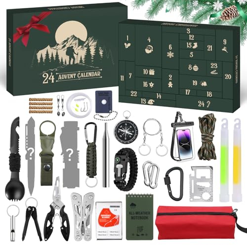 Hretvoi Calendario Adviento Hombre 2025,Herramientas Calendario de Adviento para Adultos Adolescentes Chico,Kit Supervivencia Profesional Advent Calendar Men,Regalos Navidad Padres Maridos y Novios
