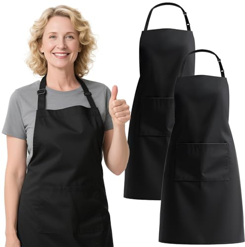 deegbbyi 2 Pezzi Grembiule da Lavoro per Uomini e Donne, Grembiule da Cucina Uomo Donna, Grembiules da Lavoro Impermeabile Multifunzione con Tasche, per Cucina, BBQ, Ristorante, Caffè
