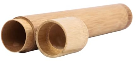 LOLIPPYY Tragbares Zahnbürstenetui Umweltfreundlicher Zahnbürstenhalter Rundes Design aus Bambus in Beige Leicht zu Reinigen für Reisen und Camping