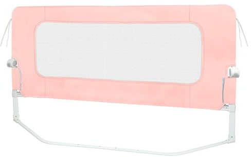 Willonin Bettgitter, faltbar, ohne Bohren | kompatibel mit mehreren Matratzentypen, tragbar, Bettgitter für Kinder, faltbar, F, 200 x 73 – 86 cm – Rosa