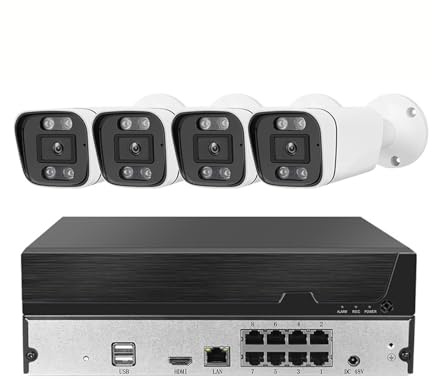 JOXLOVER di Telecamere di Sicurezza 4CH NVR 4MP Poe Kit NVR Bidirezionale da 4 MP Kit di Sorveglianza for Telecamere IP Esterne CCTV Wireless per Esterni