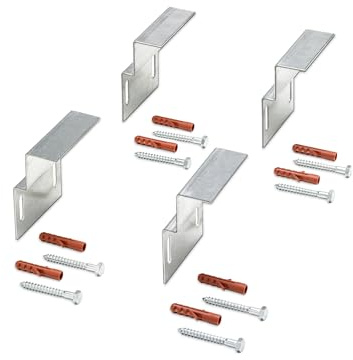 Schulte Wannenrandanker Set – 4 verzinkte Wandwinkel mit 8 Dübeln & 8 Schrauben – Befestigung für Badewanne & Duschwanne mit Fußgestell ohne Zubehör, stabile Wandmontage
