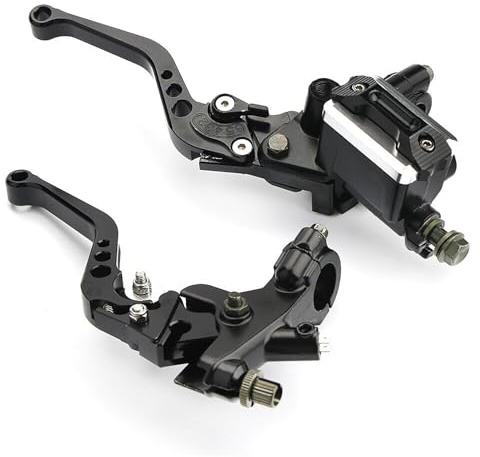 Anhoer 2Pcs 7/8 22mm Universal Motorcycle Brake Clutch Lever Set, Master Cylinder Reservoir Handlebar Levers for ATV, Dirt Bike, Pit Bike & Scooter (Left & Right, Black)