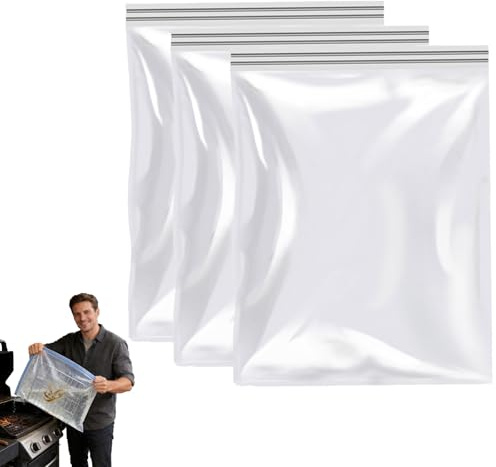 Lot de 3 sacs de nettoyage réutilisables en plastique PA épais et anti-fuite pour un nettoyage en profondeur, compatibles avec les grilles de four, grilles, paniers de friteuse, 5 tailles multiples de