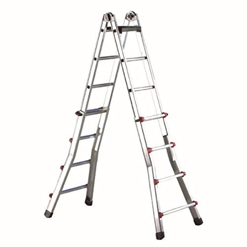 Svelt Scala Telescopica Multiposizione Professionale in Alluminio con Base Allargata, Scalissima 8+8 gradini