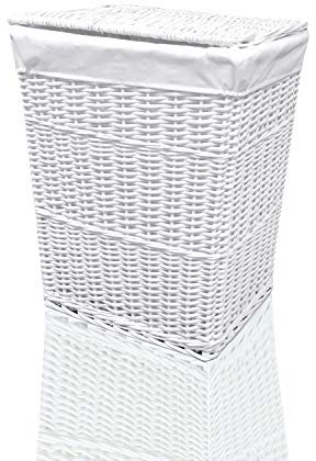 Arpan Large White Wicker Laundry Basket With White Lining